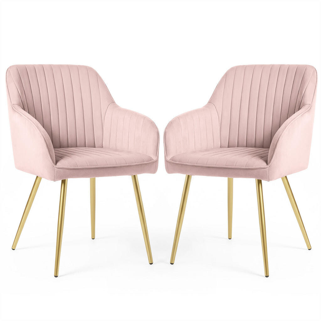 RAUMHIRSCH FURNITURE ČALOUNĚNÁ ŽIDLE, sada 2 ks, kovové nohy růžové, zlaté 54,5/82/58