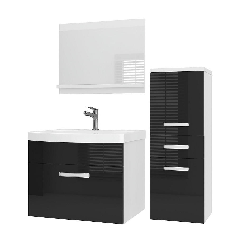 B BELINI GROUP KOUPELNOVÝ NÁBYTEK Koupelnová SADA PRI P2, Černá lesklá, 90 cm