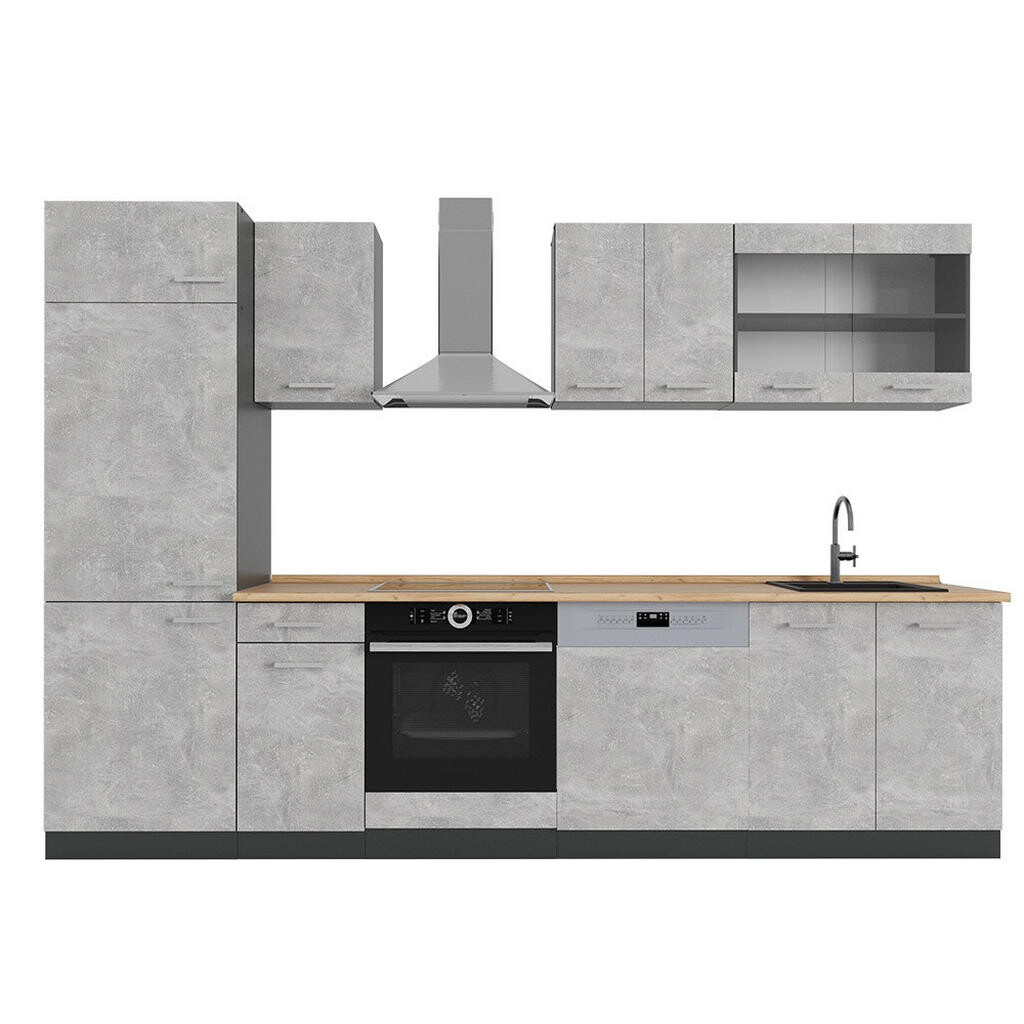 Vicco KUCHYŇSKÝ KOUT R-Line Beton/antracit 300 cm bez pracovní desky