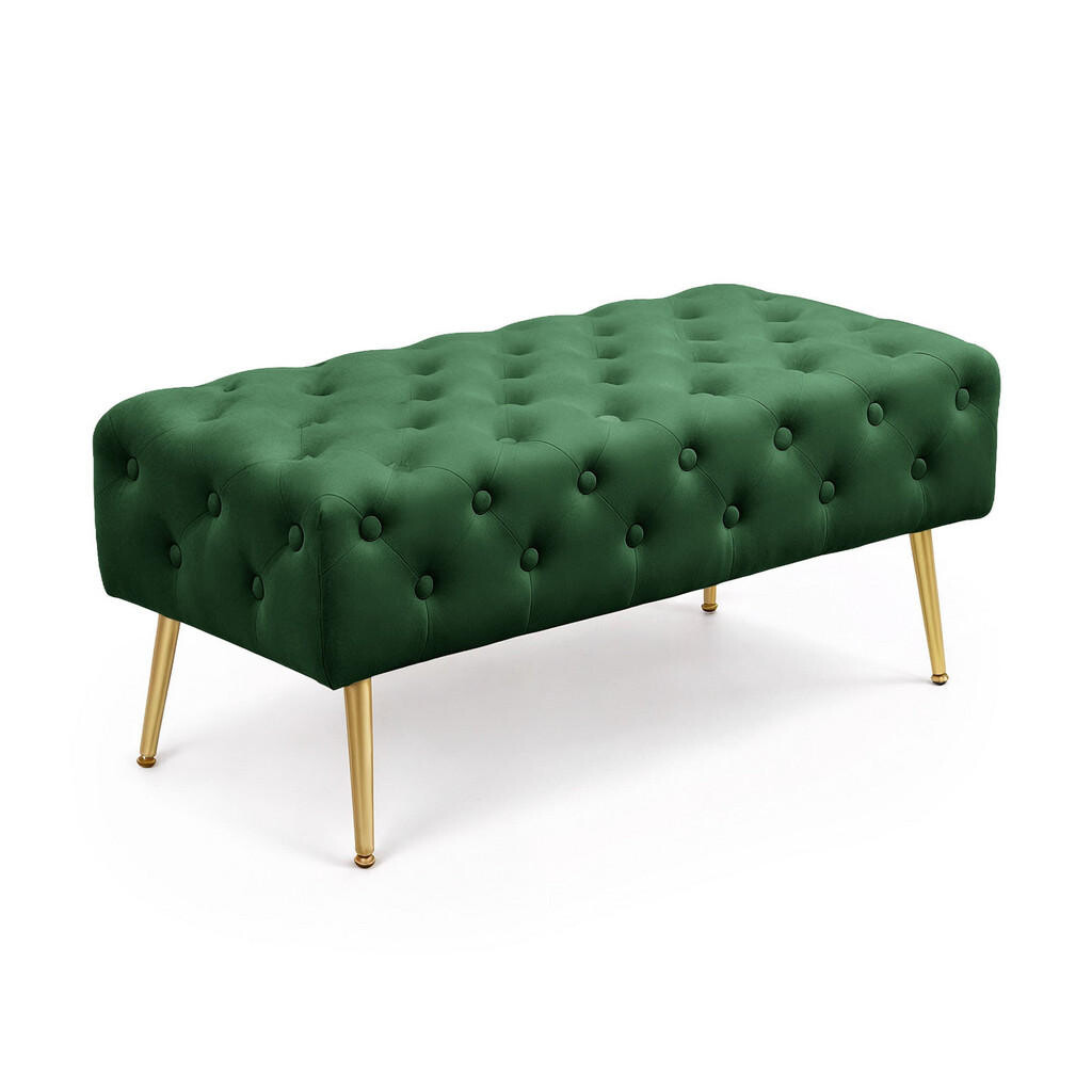 RAUMHIRSCH FURNITURE ČALOUNĚNÁ LAVIČKA s sametovým vzhledem, zelená 42/41/42