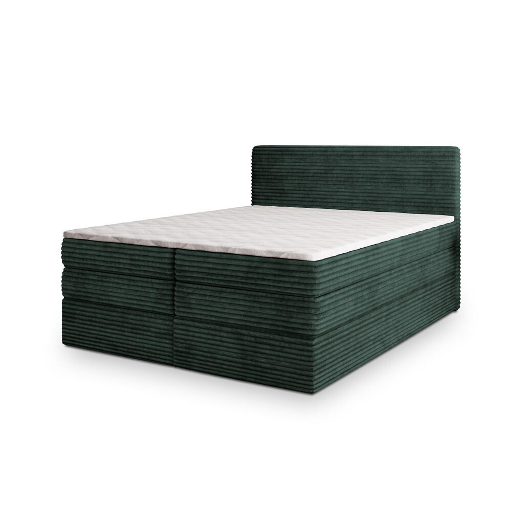MASSENO POSTEL BOXSPRING LUNERA 140x200 cm, s matrací a úložným prostorem, tmavě zelená