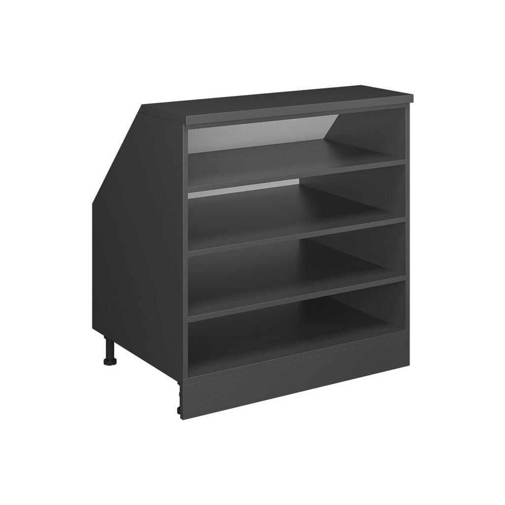 Vicco KUCHYŇSKÁ SKŘÍŇKA POD ŠIKMOU STŘECHU R-Line Antracit 80 cm se 4 přihrádkami, korpus skříně hloubka 60 cm