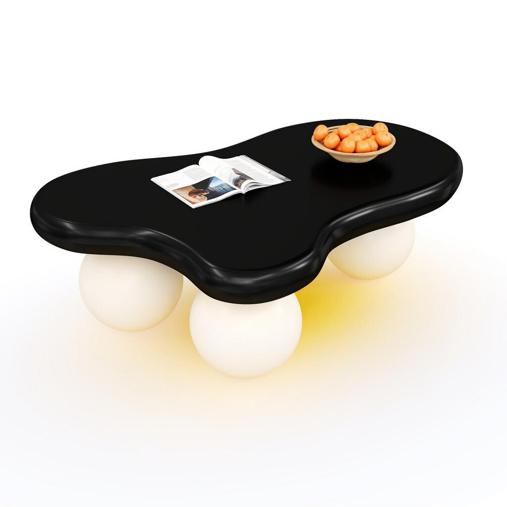 OKWISH KONFERENČNÍ stolek 95/62,5/32 cm černo-bílý z MDF s LED osvětlením