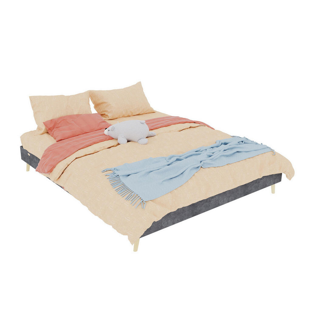 OKWISH ČALOUNĚNÁ postel 160/200 cm šedá z látky a kovu s geometrickým čelem
