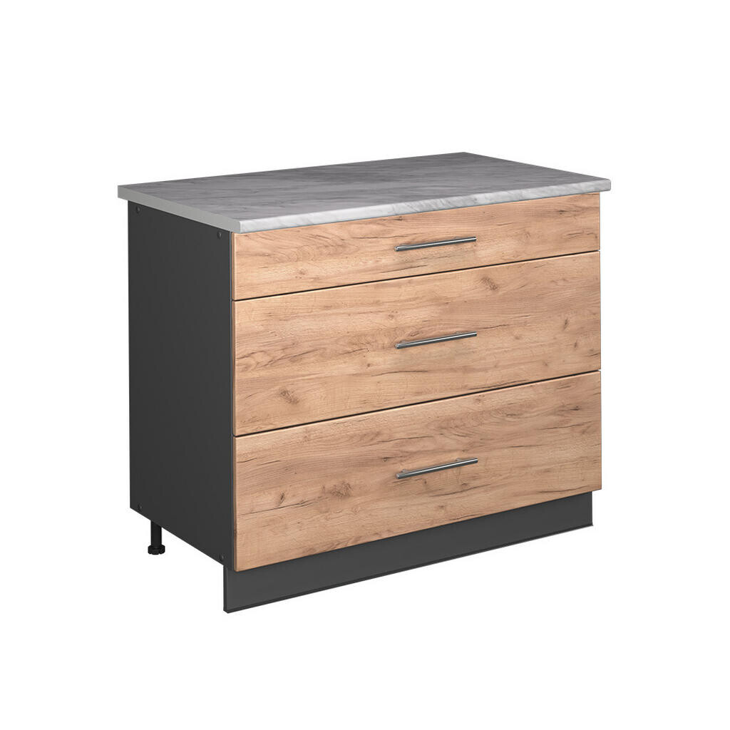 Vicco SPODNÍ SKŘÍŇKA KUCHYŇSKÉ LINKY Fame-Line, Zlatý mocný dub/Antracit, 100 cm, PD Mramor