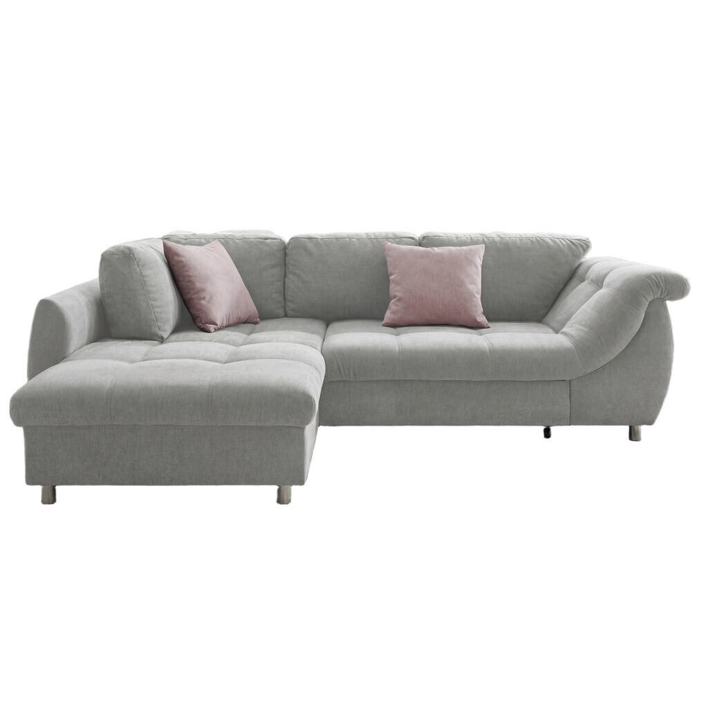 luma-home ROHOVÁ POHOVKA s funkcí rozkládání, úložným prostorem, pružinovým jádrem, otomanem vlevo, 250 × 190 × 84 cm (Š×H×V), mikrovlákno, šedá / 170