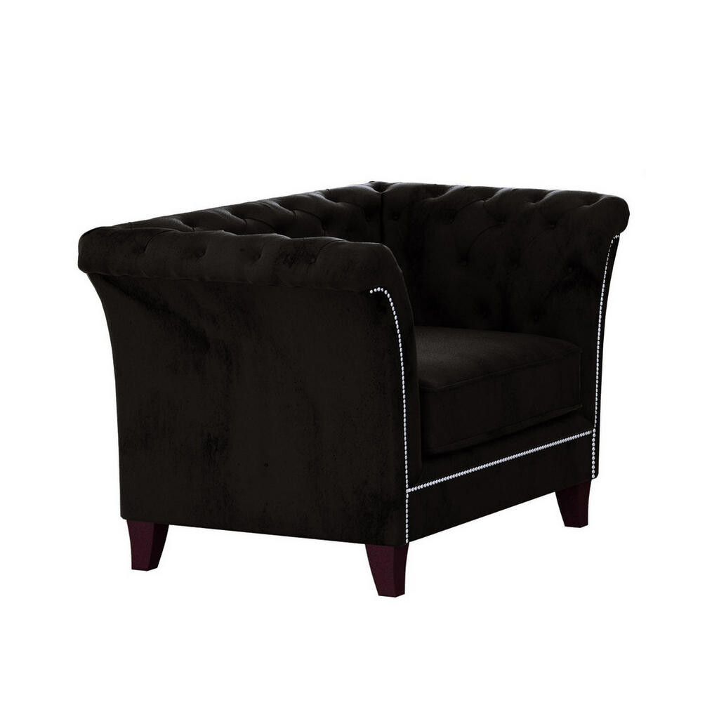 S-Style CHESTERFIELD KŘESLO Fusion z černého sametu