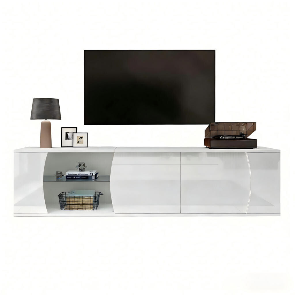 FLIEKS NÍZKÁ KOMODA 180 cm Sklo 3 Dveře LED Entertainment