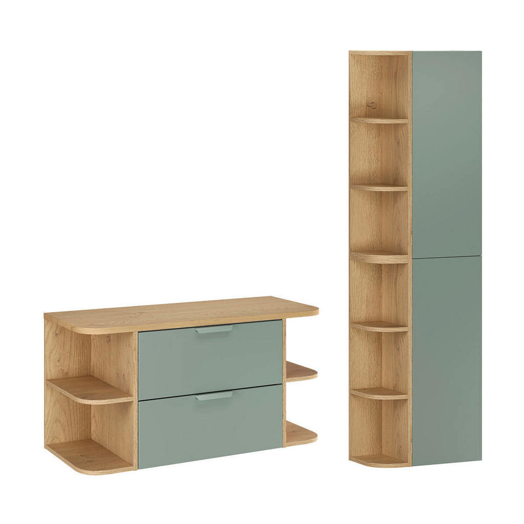 Petits-meubles SKŘÍŇKA POD UMYVADLO 100.4cm Oria 2er-Set Zelená