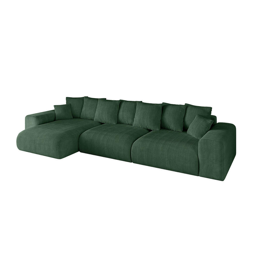 ALTDECOR ROHOVÁ SEDACÍ SOUPRAVA s otomanem vlevo ESKAR-L2 364x176x72 zelený manšestr