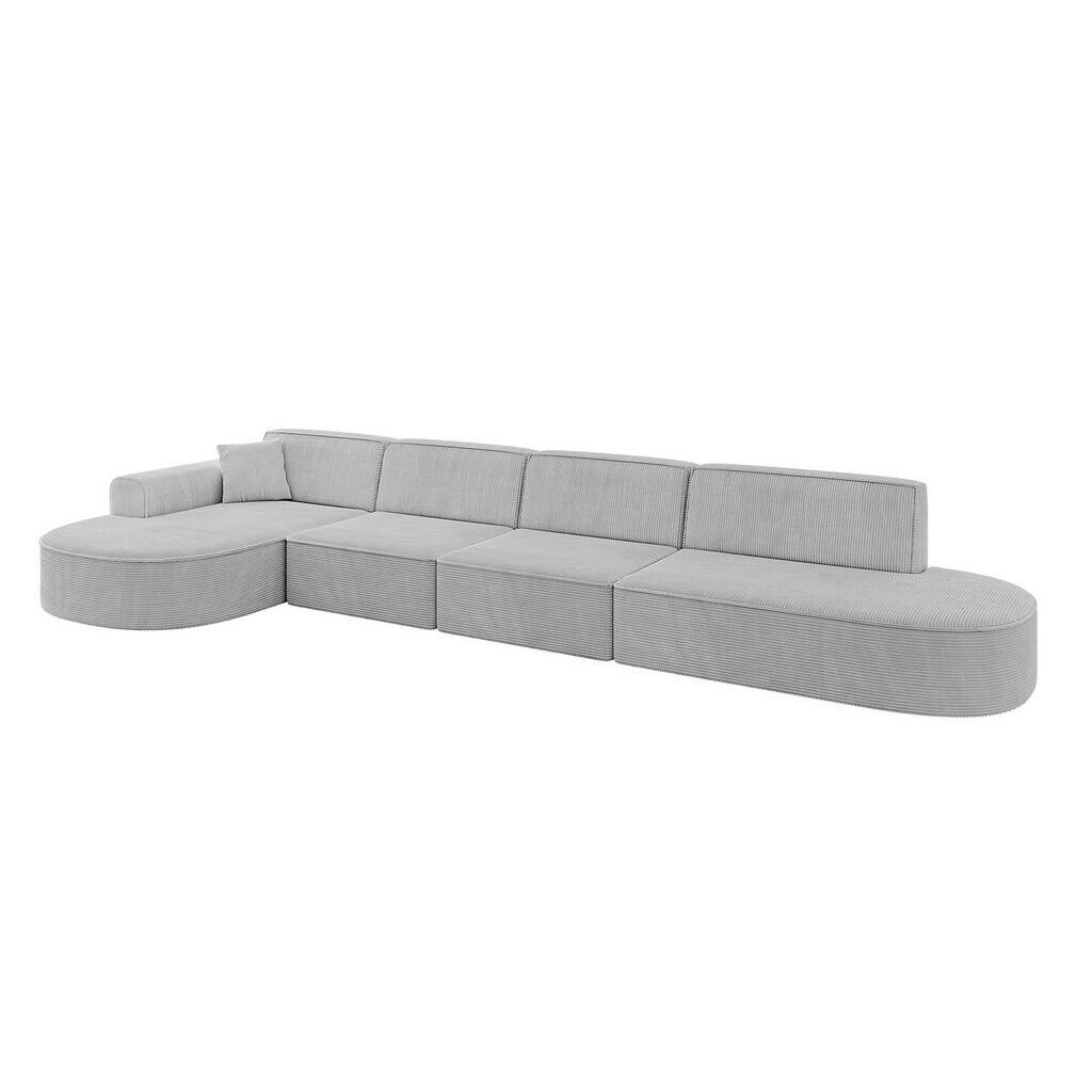 ALTDECOR ROHOVÁ SEDACÍ SOUPRAVA s otomanem vlevo MARI-L3 – 413 × 171 × 79 cm šedá manšestr