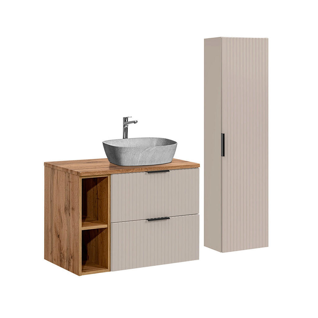 Petits-meubles KOUPELNOVÝ NÁBYTEK 80.6cm Adriel 2er-Set Béžová