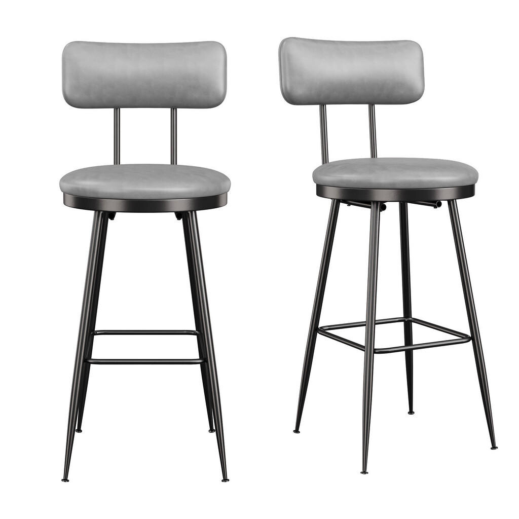 SHOPENTRA BAROVÁ STOLIČKA, 2dílná sada, šedá, umělá kůže, ergonomické opěradlo
