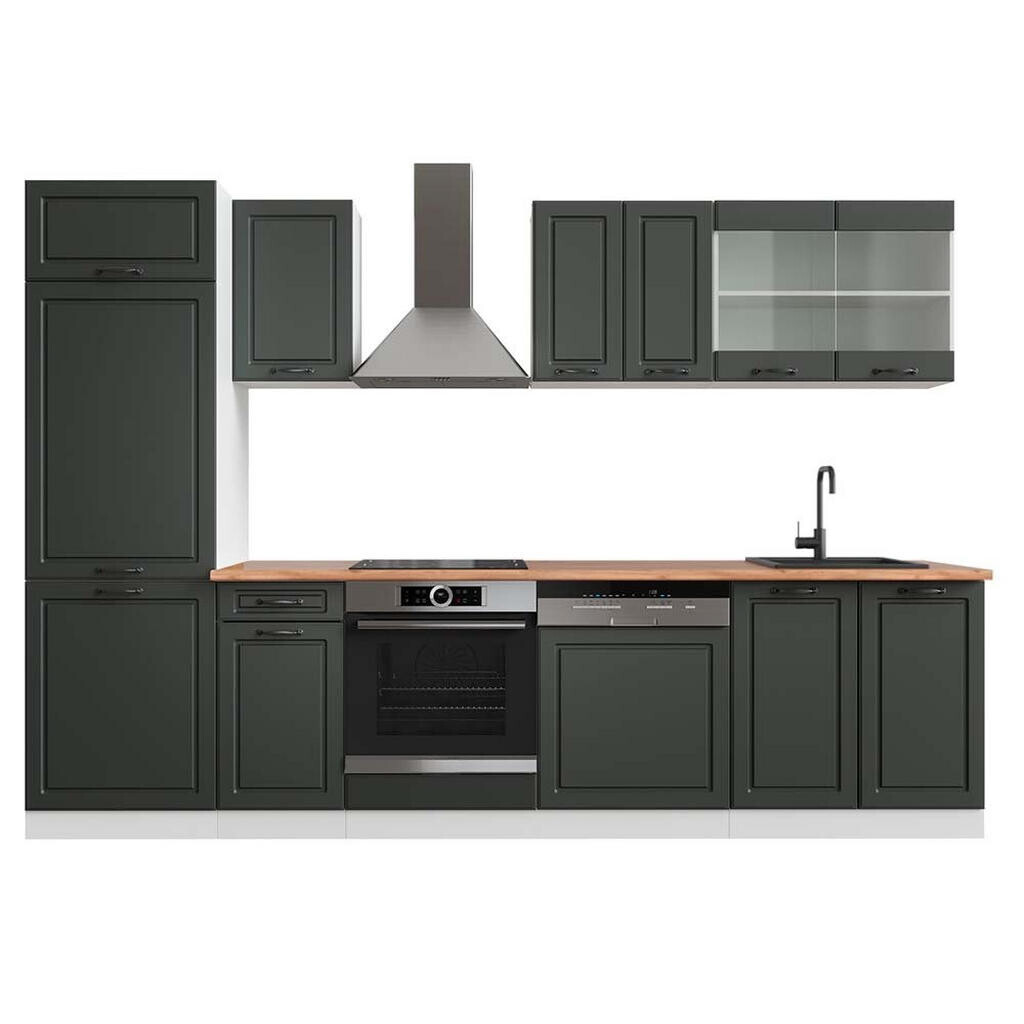 Vicco KUCHYŇSKÝ KOUT R-Line Antracitový venkovský dům/bílá 300 cm , PD Dub