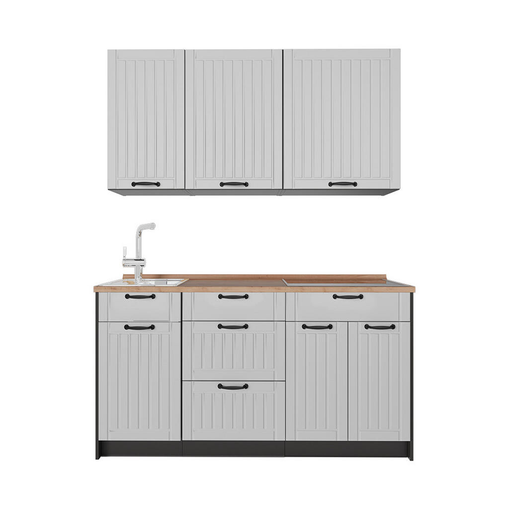 Vicco JEDNOTKOVÁ KUCHYNĚ Fame-Line, Bílý venkovský dům/Antracit, 150 cm, PD Dub