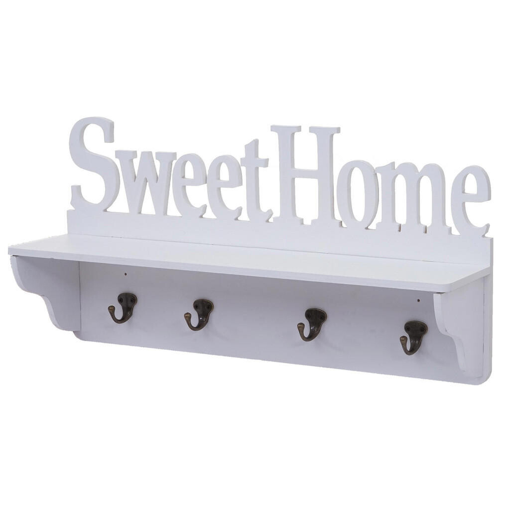MCW NÁSTĚNNÁ SKŘÍŇ SWEET HOME 4 HÁČKY Čistě bílá