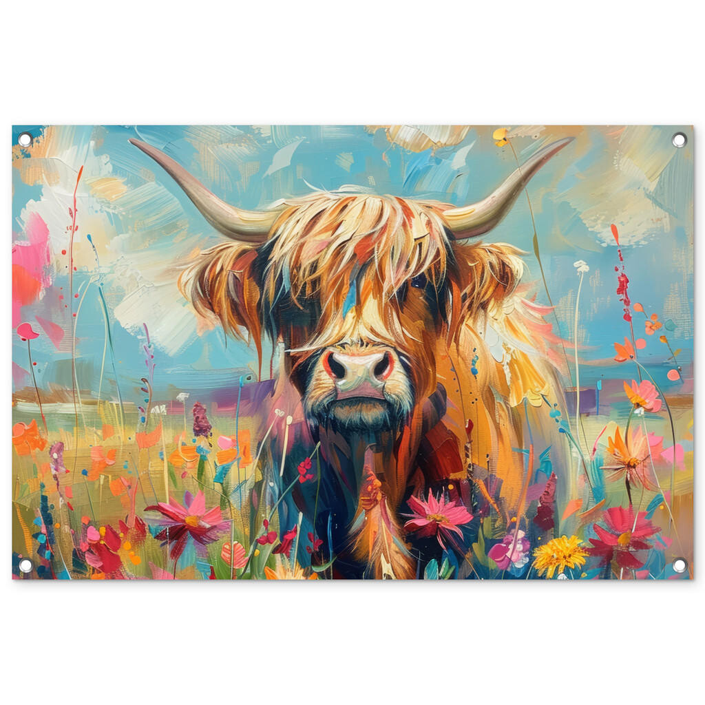 OnlyWow ZAHRADNÍ PLAKÁT Skotský horal - Příroda - Barevné - Květiny 90x60 cm