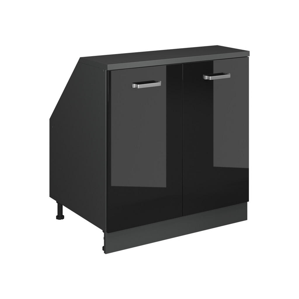 Vicco ŠIKMÁ SKŘÍŇ Rion Černý vysoký lesk 80 x 81.6 cm se 2 dveřmi, korpus skříně hloubka 60 cm