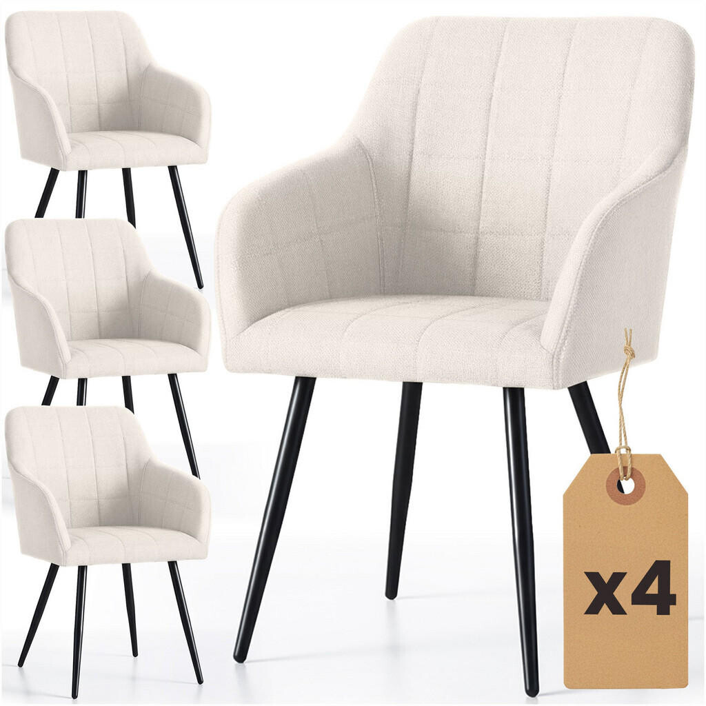RAUMHIRSCH FURNITURE ČALOUNĚNÁ ŽIDLE, sada 4 ks, kovové nohy, krémová, černá, X 54/82/58