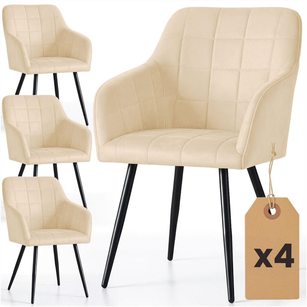 RAUMHIRSCH FURNITURE ČALOUNĚNÁ ŽIDLE, sada 4 ks, kovové nohy, béžová, černá 54/82/58