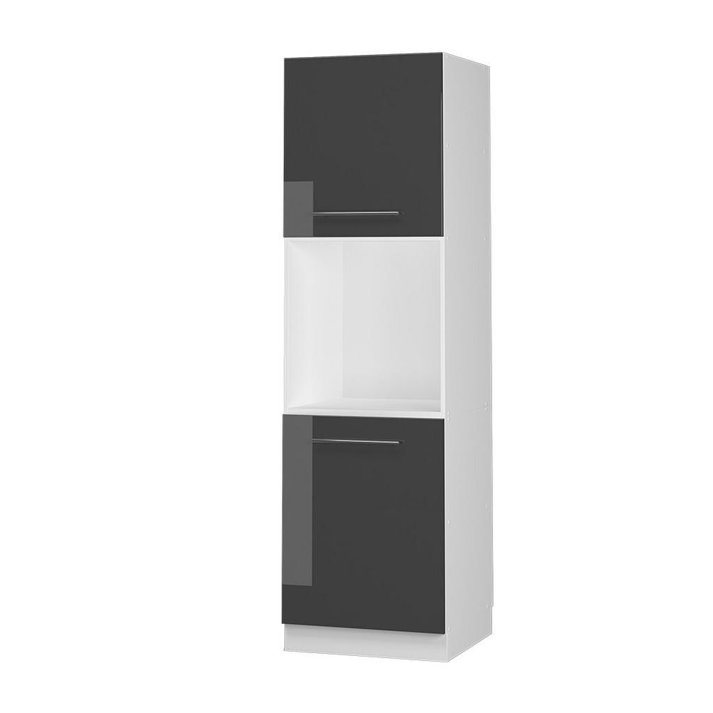 Vicco SKŘÍŇKA NA VESTAVĚNOU TROUBU Fame-Line Antracitový vysoký lesk 60 cm s otevřenou policí