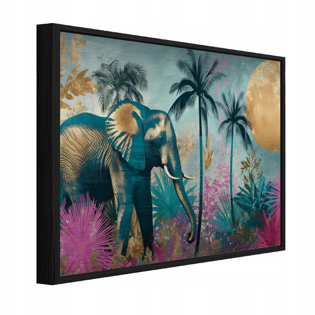 Wallarena ZARÁMOVANÉ obrazy Slon džungle Barevné 120x80 cm