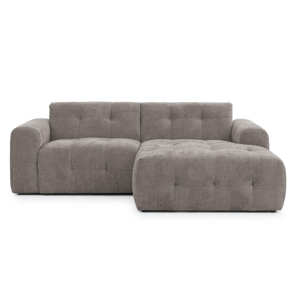 luma-home ROHOVÁ POHOVKA s otomanem vpravo, rafinovaným prošíváním, 234 × 161 × 79 cm (Š×H×V), potah ze ženilky v hnědé barvě taupe / 21041