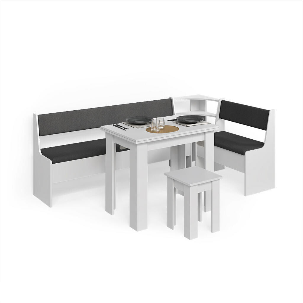 Livinity® ROHOVÁ LAVICE Tiberio Bílá 210 x 120 cm se stolkem
