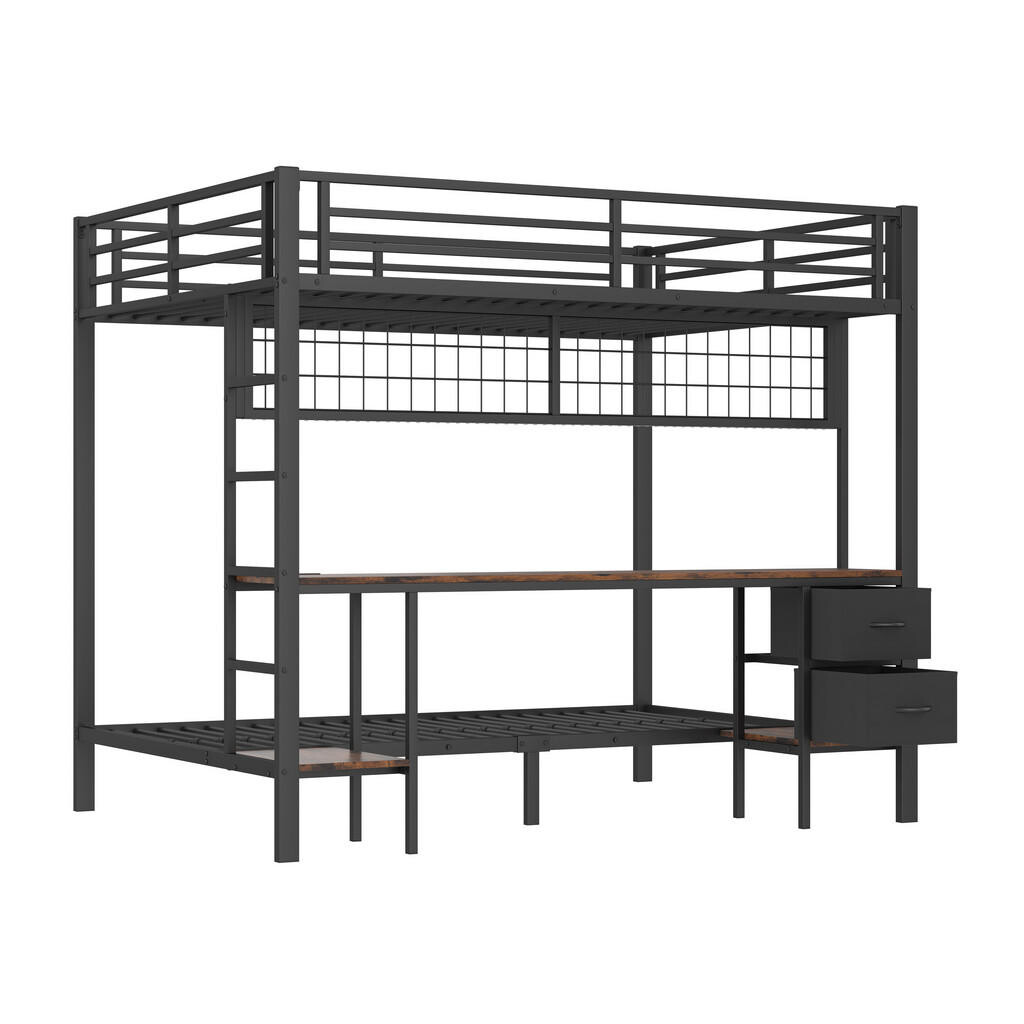 KOMHTOM PATROVÁ POSTEL 90x200 a 140x200 cm se 7barevným LED páskem, USB nabíjecím portem, bez matrace, černá