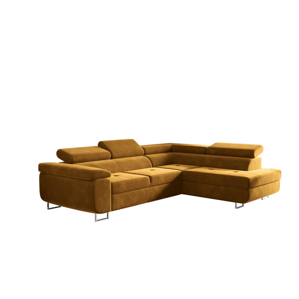 Kaiser Möbel ROHOVÁ SEDAČKA s funkcí spaní a úložným prostorem ATOM Hořčicová Pravá strana