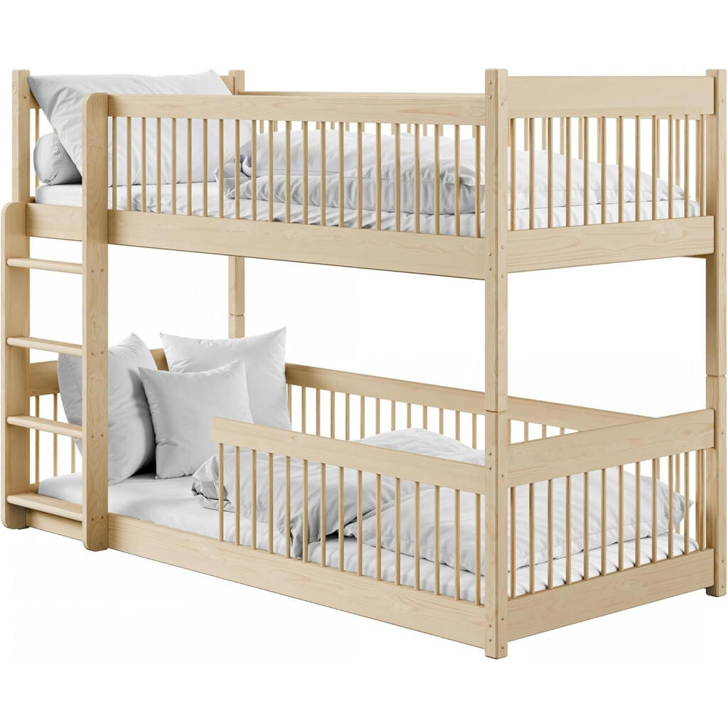 Kids Collective PATROVÁ POSTEL se dvěma matracemi 90x200 cm v přírodní barvě