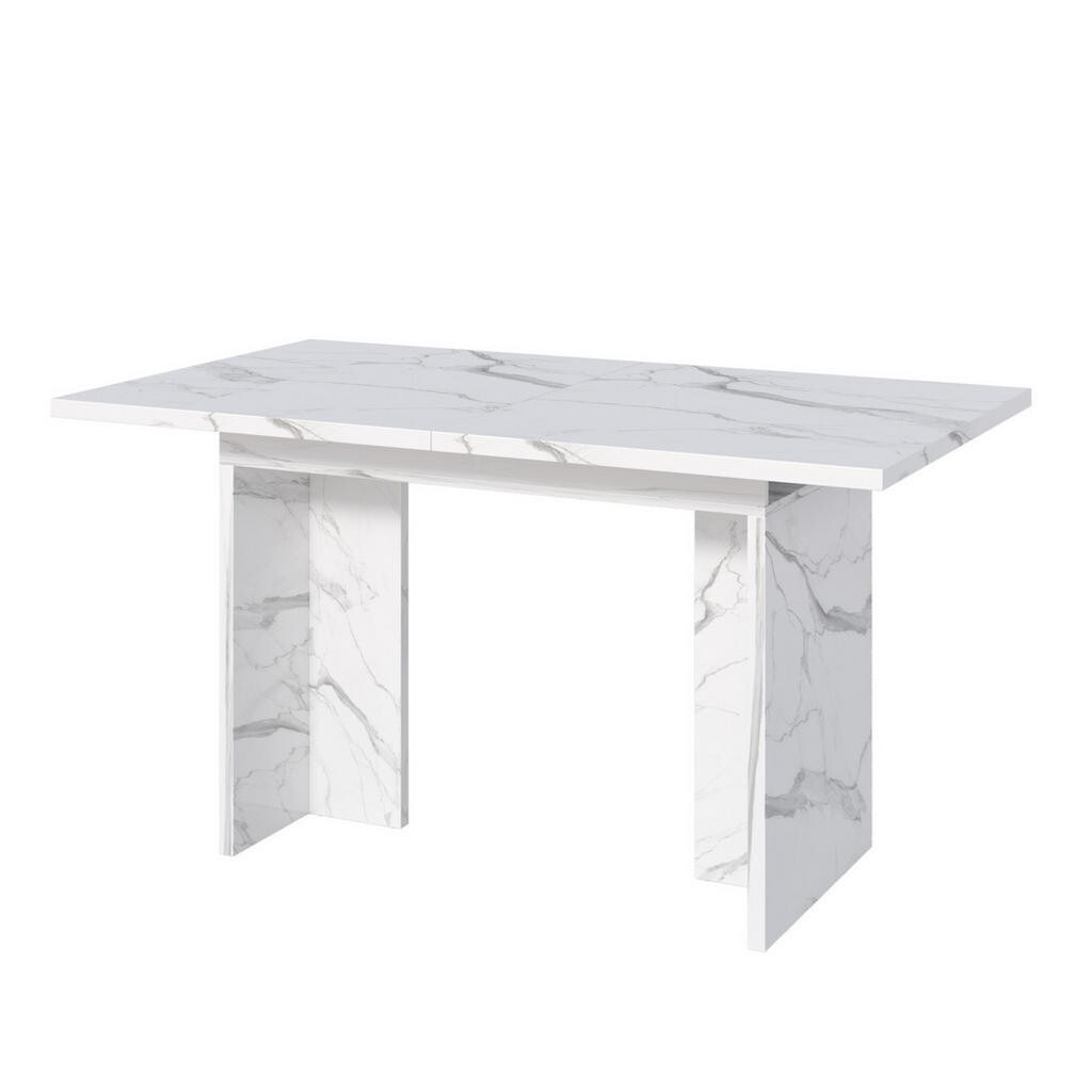OKWISH JÍDELNÍ stůl 140–180/80 cm bílý mramor z MDF rozkládací pro 6–8 osob