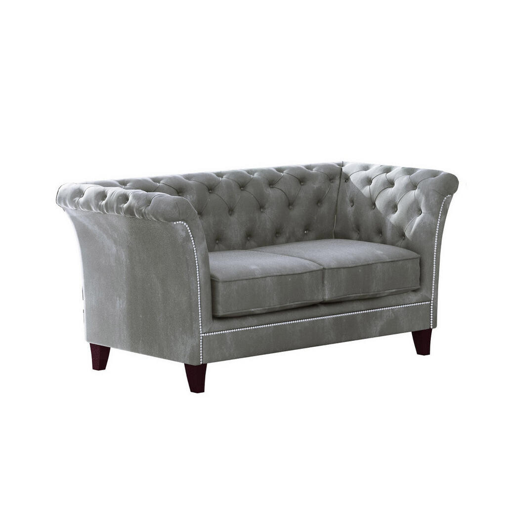 S-Style CHESTERFIELD DVOUMÍSTNÁ POHOVKA Fusion ze šedého sametu