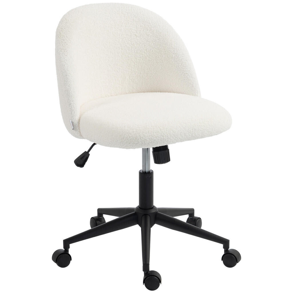 HOMCOM KANCELÁŘSKÁ židle z plyšového fleecu (100% polyester), krémově bílá