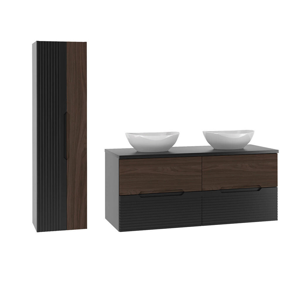 Petits-meubles KOUPELNOVÝ NÁBYTEK 120.6cm Sylla 2er-Set Černá a dřevo