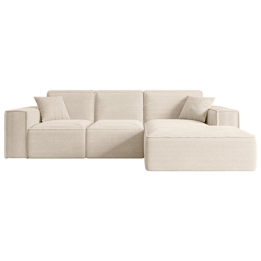 ALTDECOR ROHOVÁ SEDACÍ SOUPRAVA s otomanem vpravo SERRA-L – 266 × 169 × 80 cm, béžový manšestr