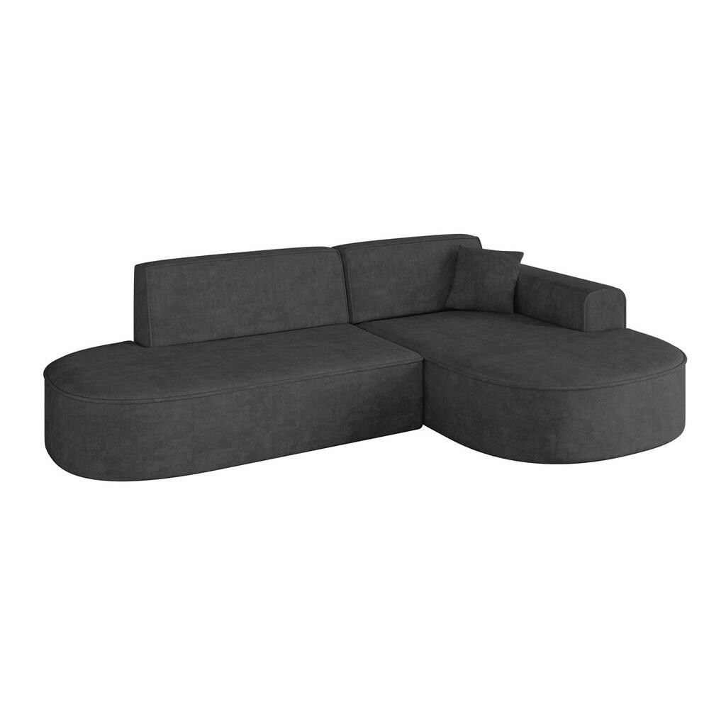 ALTDECOR ROHOVÁ SEDACÍ SOUPRAVA s otomanem vpravo MARI-L1 – 243 x 171 x 79 cm, tmavě šedá, velur