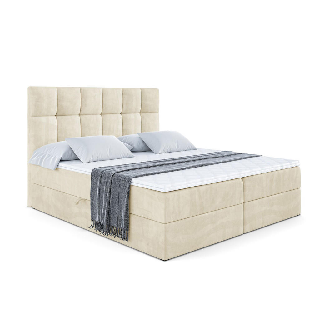 ALTDECOR AMERICKÁ postel s matrací H4 a lamelovým roštem – RICAR – 120x200, béžová