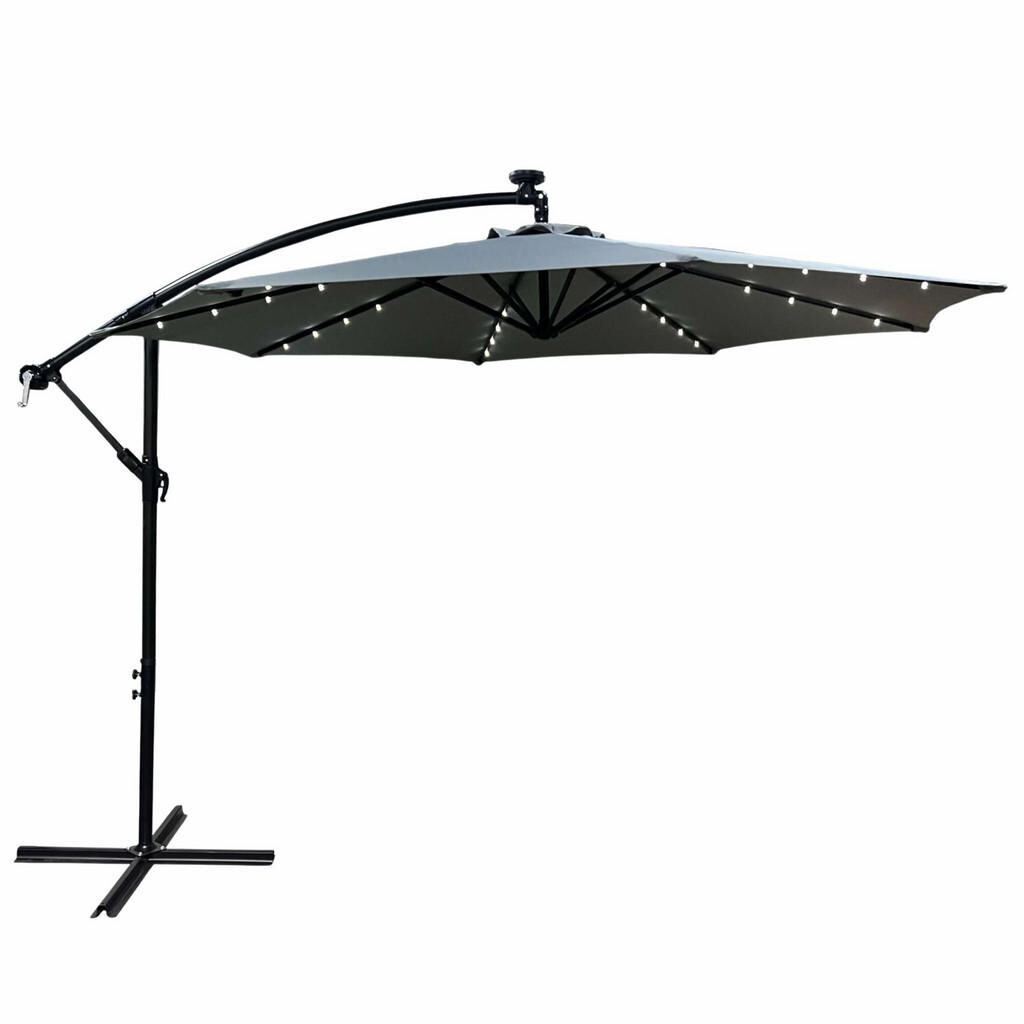 RAUMHIRSCH FURNITURE ZAHRADNÍ PARASOL s LED, solární šedý 300/245/300