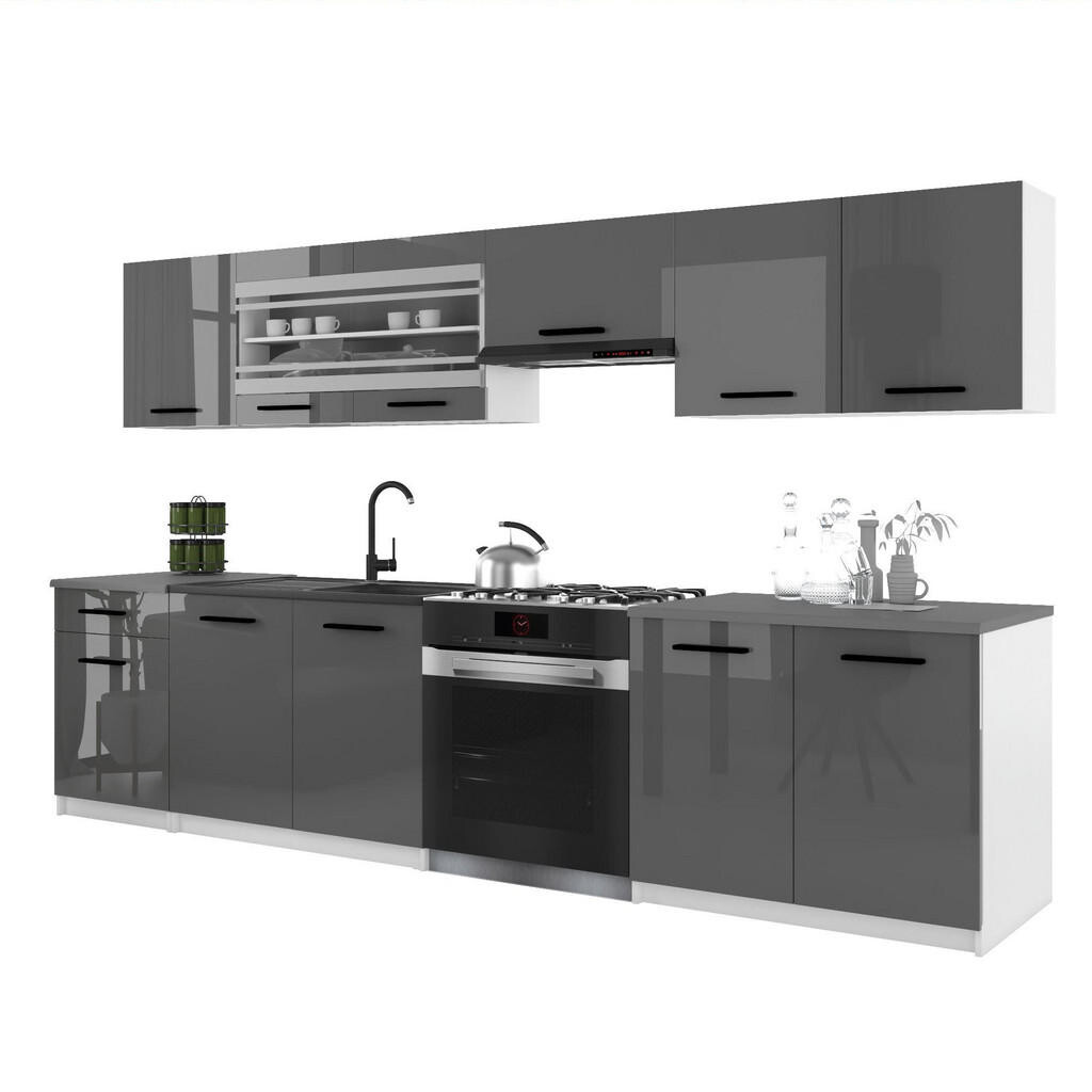 B BELINI GROUP KUCHYŇSKÁ LINKA Italia 4 260 cm, s pracovními deskami, Šedá lesklá