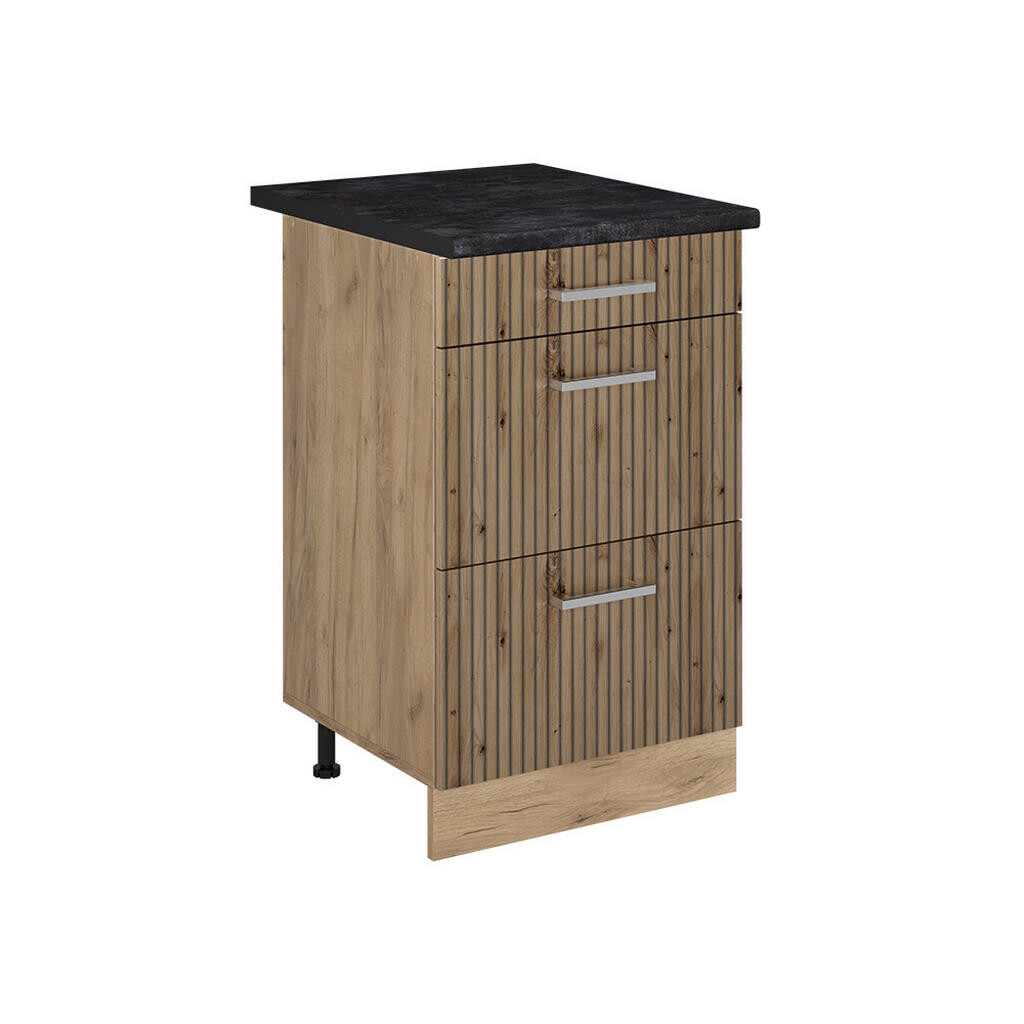 Vicco SPODNÍ SKŘÍŇKA KUCHYŇSKÉ LINKY R-Line, Řemeslný dub/Zlatý mocný dub, 50 cm pracovná doska antracitová