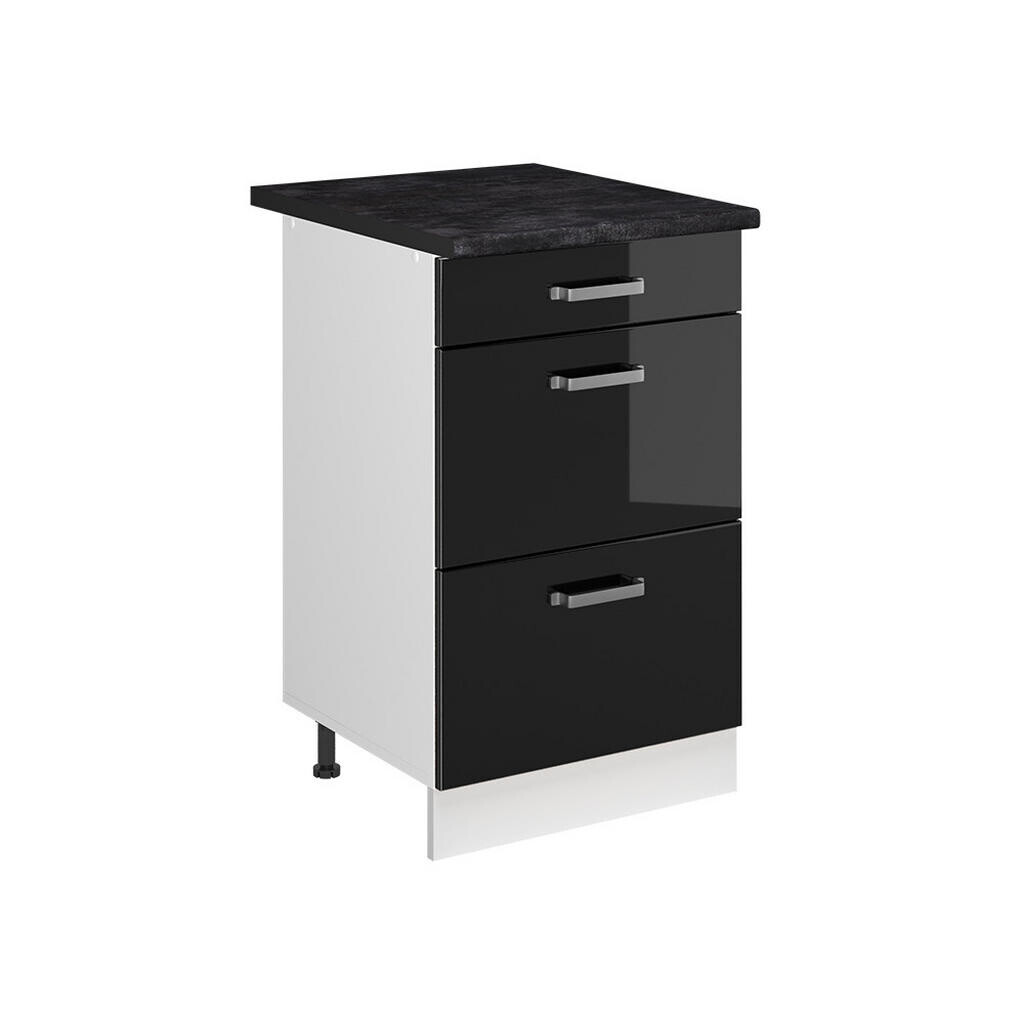 Vicco SPODNÍ SKŘÍŇKA KUCHYŇSKÉ LINKY R-Line, Černý vysoký lesk/Bílá, 50 cm pracovná doska antracitová