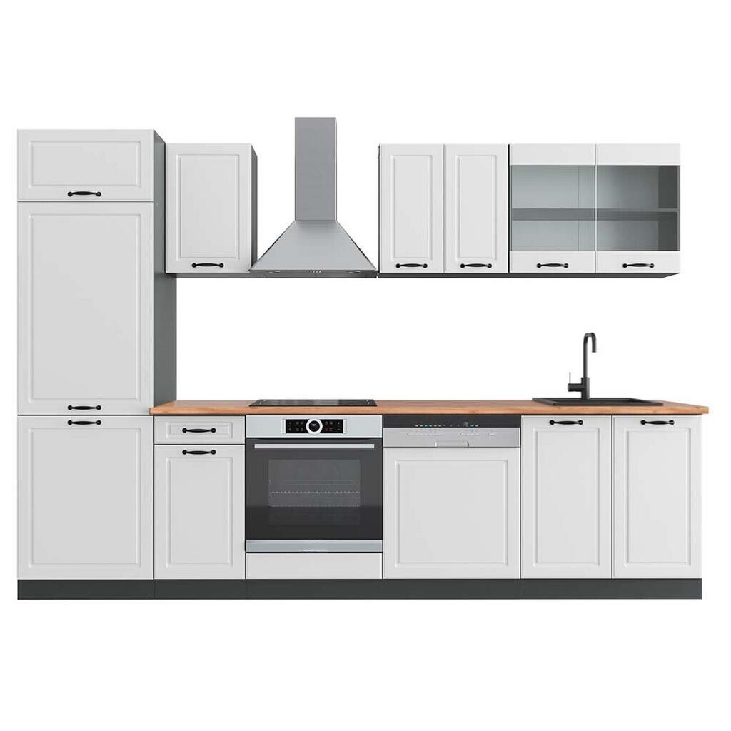 Vicco KUCHYŇSKÝ KOUT R-Line Bílý venkovský dům/antracit 300 cm , PD Dub