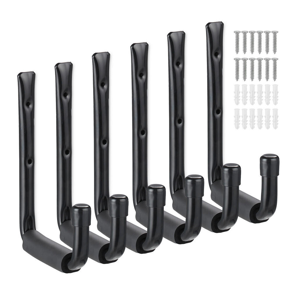 Relaxdays HÁKY Černé 6dílný-set ocel U tvar 22 cm