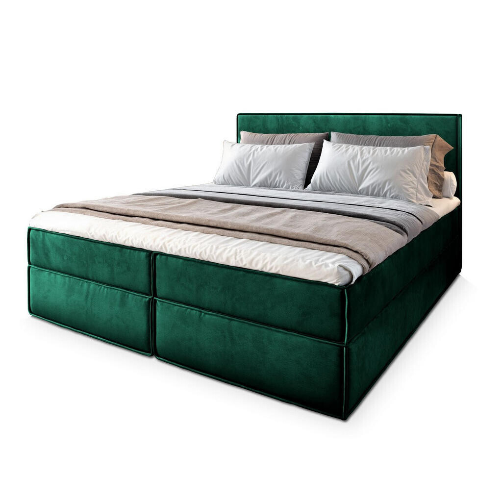 MASSENO AMERICKÁ POSTEL PELLIO 140x200 cm, s matrací a úložným prostorem, tmavě zelená