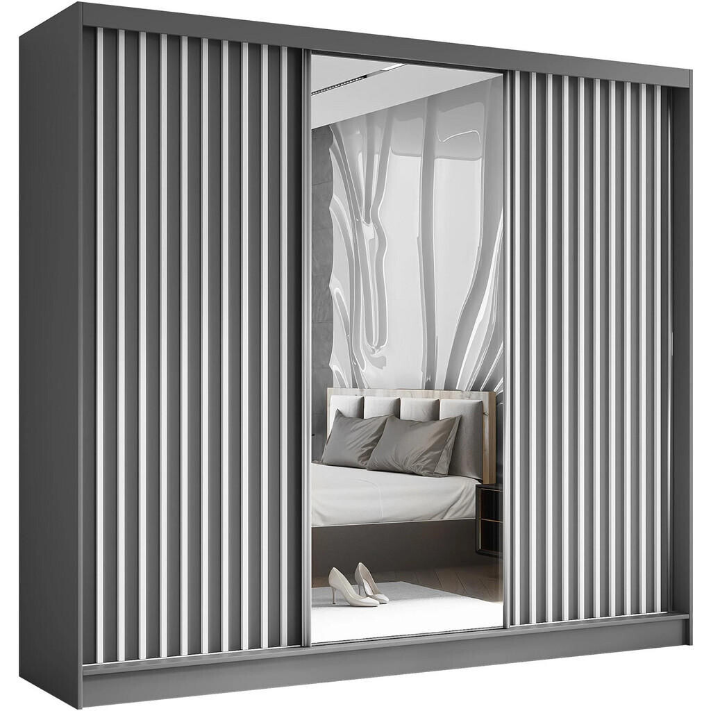 Beautysofa SKŘÍŇ s posuvnými dveřmi Helix 240/216/61 šedá + bílá se zásuvkami