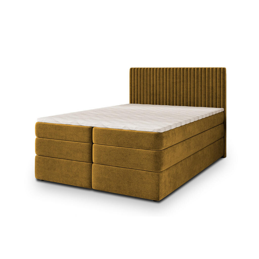 MASSENO POSTEL BOXSPRING FELBIO 180x200 cm, s matrací a úložným prostorem, žlutá