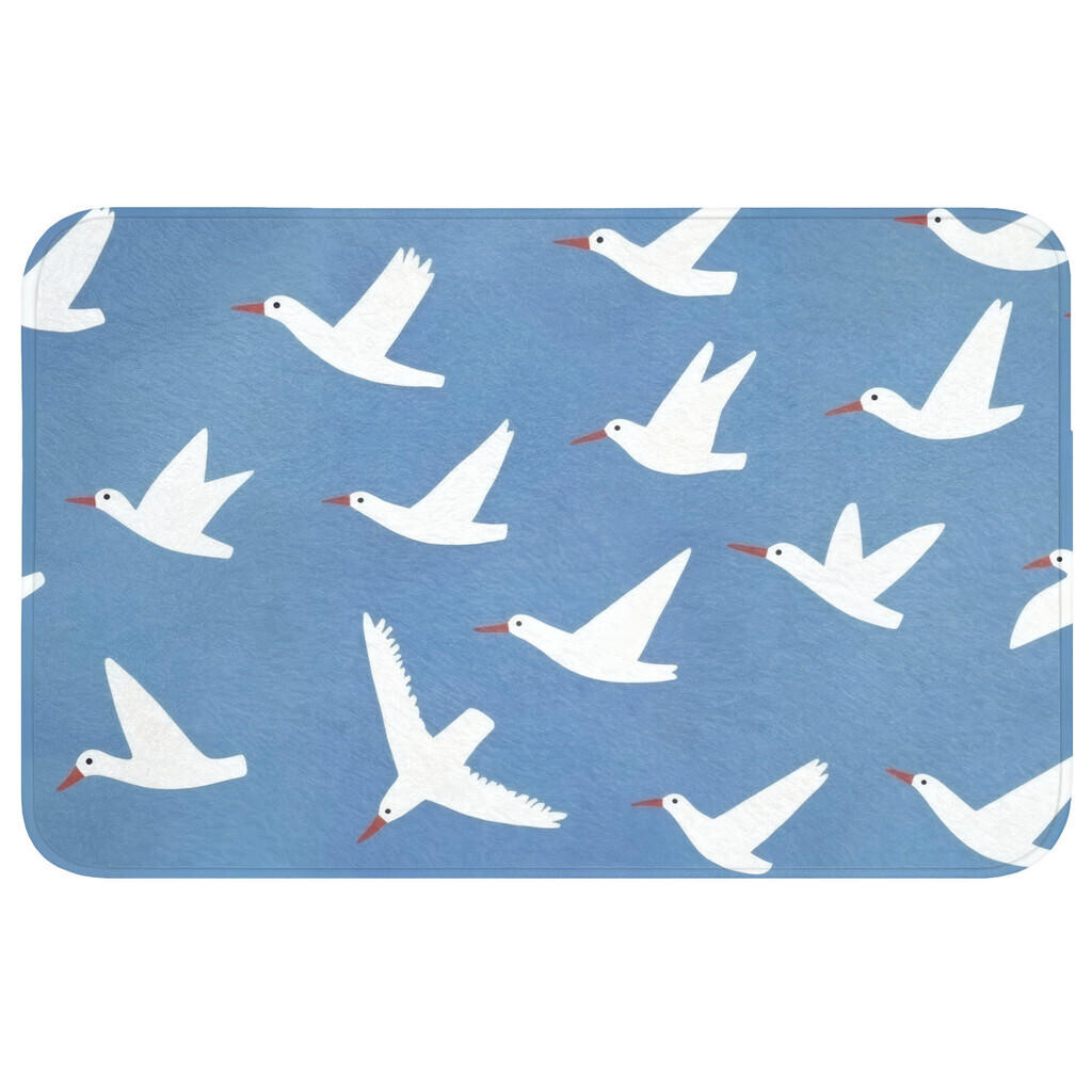OnlyWow KOUPELNOVÁ PŘEDLOŽKA Ptáci - bílá - vzor 80x50 cm