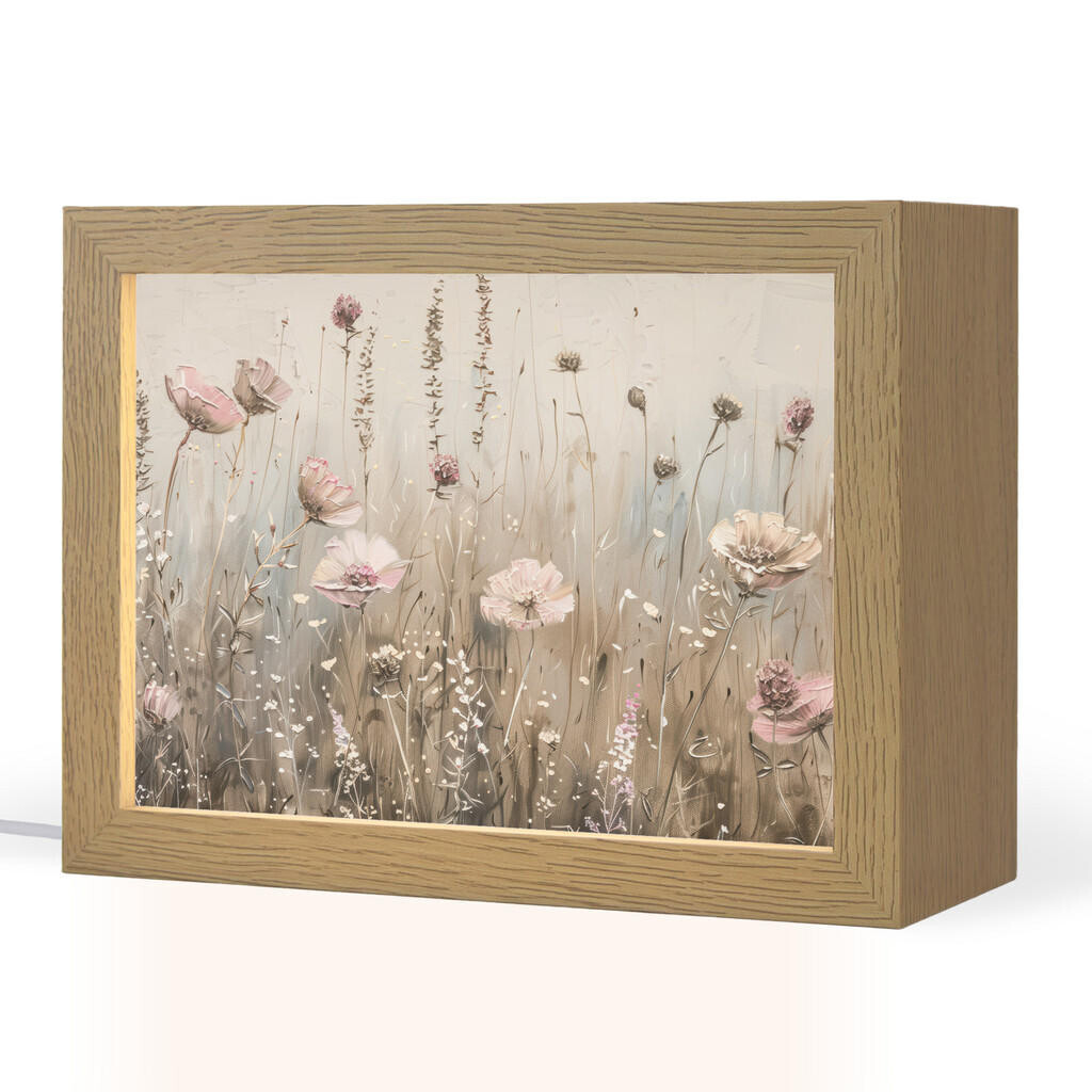 OnlyWow STOLNÍ LAMPA Květiny - růžová - moderní - béžová 20x15 cm