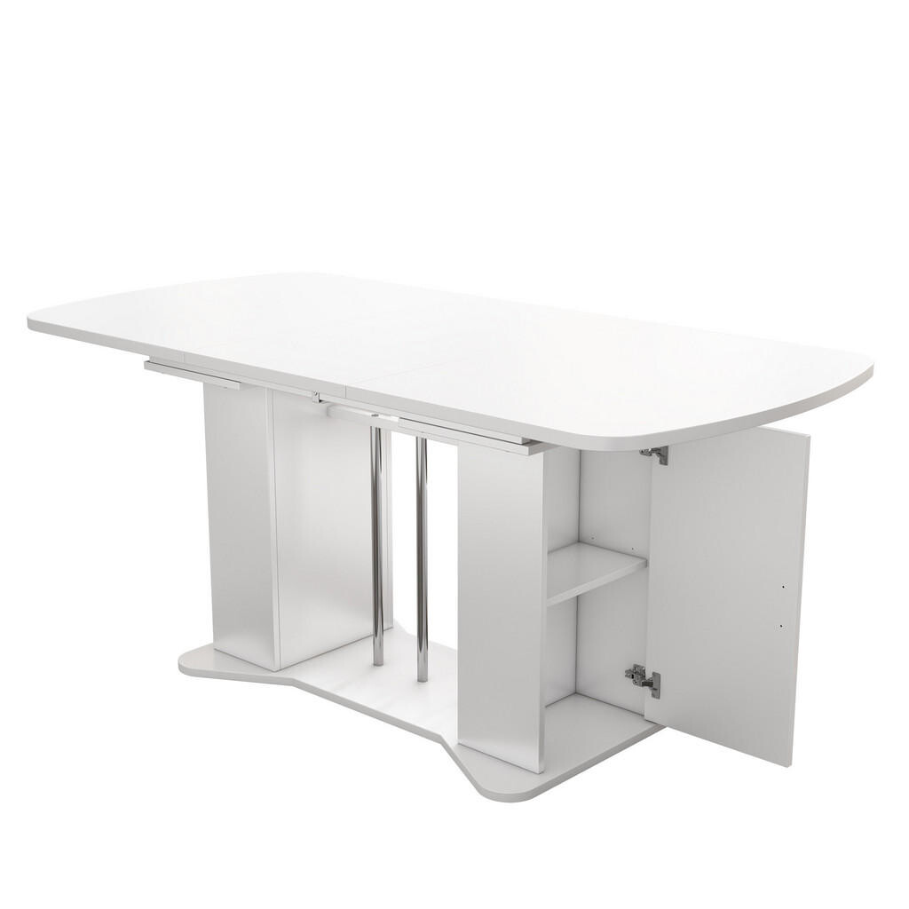 OKWISH JÍDELNÍ stůl 120/160 x 80 cm bílý z MDF s úložným prostorem